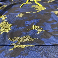 AND1 Basketball Mens XL Blue & Yellow Camo Activewear Pullover Hoodie Sweatshirt