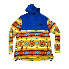Massive Outdoor XL Aztec Southwestern Fleece Hooded Pullover Blue Multicolor