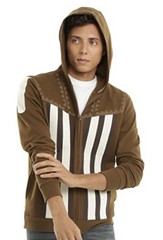 Assassin’s Creed Striped Cosplay Full Zip Hoodie Brown White Gamer Adult Small