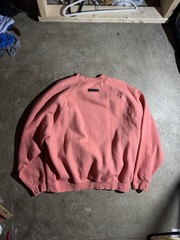 FEAR OF GOD ESSENTIALS OVERSIZED CREWNECK SWEATSHIRT CORAL PINK SZ XL