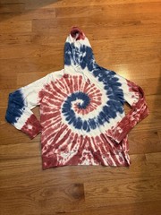 Old Navy Men’s Red White Blue Tie Dye Hoodie Sweatshirt Light Size XL