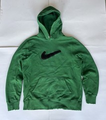 Y2K Nike Green Center Big Swoosh Pullover Hoodie SZ Large