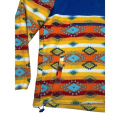 Massive Outdoor XL Aztec Southwestern Fleece Hooded Pullover Blue Multicolor