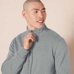 AMAZON ESSENTIALS MEN’S FLEECE ZIP UP MOCK NECK SWEATSHIRT, – LIGHT GRAY