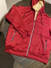 Men’s XL Zip Up, Hooded Sweatshirt, Zip Pockets, Deep Red,