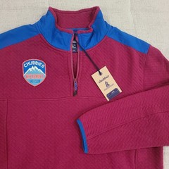 NEW Chubbies 1/4 Zip Pullover Mens Sz L Quilted Sweatshirt Deep Red Weekender