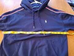 Polo Ralph Lauren Navy Hoodie Red/White/Blue Stripes Down Sleeves Size S