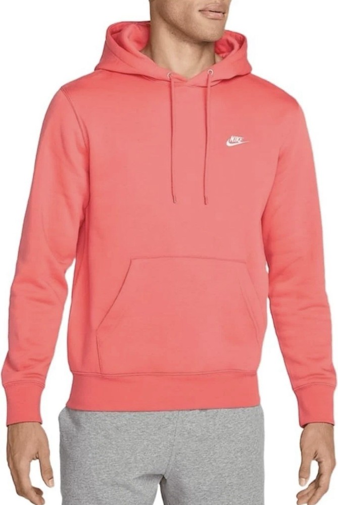 New Nike Sportswear Men’s Club Fleece Pullover SMALL CORAL Hoodie FN3859-814