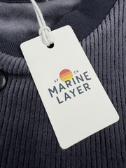 Marine Layer Velour Corduroy Henley India Ink Sweater Blue Stretch Men M $98 NWT