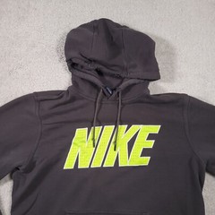 Nike Hoodie Mens Large Gray Hooded Logo Spellout Fleece Sweatshirt Grunge Skater
