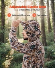 VEVOR Camo Hoodie 3X-Large Size Men Pullover Hooded Sweatshirt Breathable