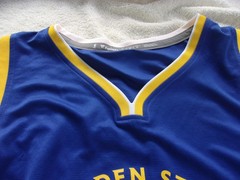 NWOT Fanatics basketball jersey, men’s M, blue, Warriors, #11, Thompson, NBA