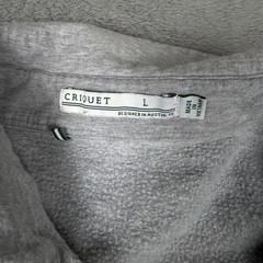Criquet Sweatshirt Mens L Gray Collared Fleece Pullover Kangaroo Pocket Stretch