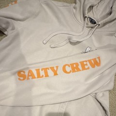 Salty Crew Men’s White Pullover Hoodie Graphic Logo Pockets Regular M