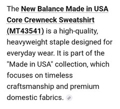 Mens New Balance Made in USA Core Crewneck Sweatshirt RARE CAUCALCIUM SZ MEDIUM