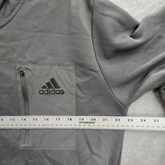 Adidas Men Sweatshirt L Gray Logo Embroidery Fleece Activewear Zipper Long