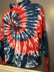 Parks Hoodie Mens Medium Red White Blue Tie Dye Quarter Zip Kangaroo Pocket