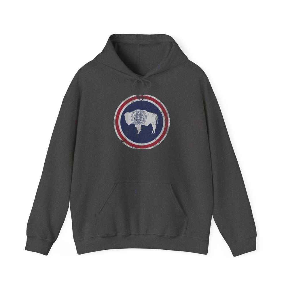 Rustic Vintage Wyoming Flag Hoodie, Cozy Sweatshirt for All Seasons, Gift