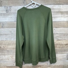 Lands End Canvas 1963 Mens Olive Green 100% Cotton Raglan Sweatshirt Large
