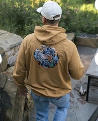BURLEBO Men’s Fleece Duck And Dog Light Brown Hoodie Sz. XL NEW FH-DKDG-LB