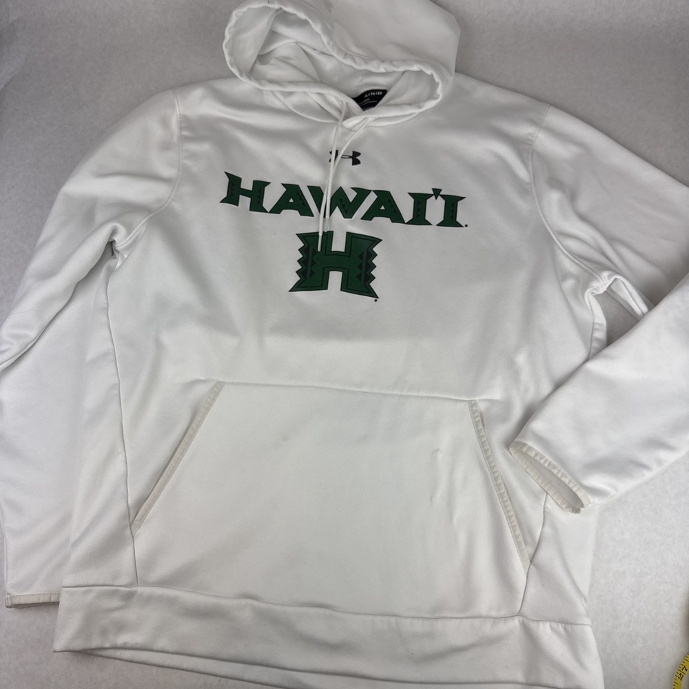 Under Amour University of Hawaii Warriors Hoodie White Size XL Loose Fit GUC