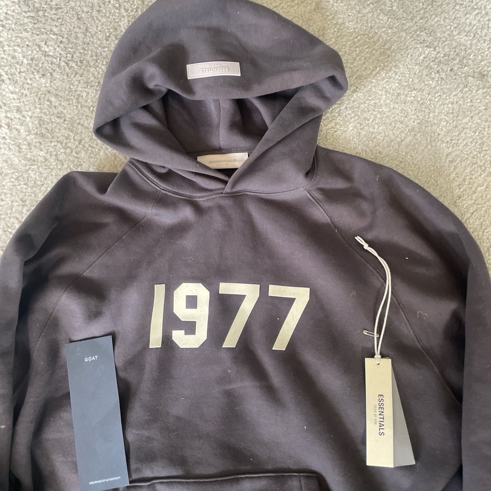 Fear of God Essentials 1977 Hoodie in Iron Grey, Size M – Worn – Great Condition