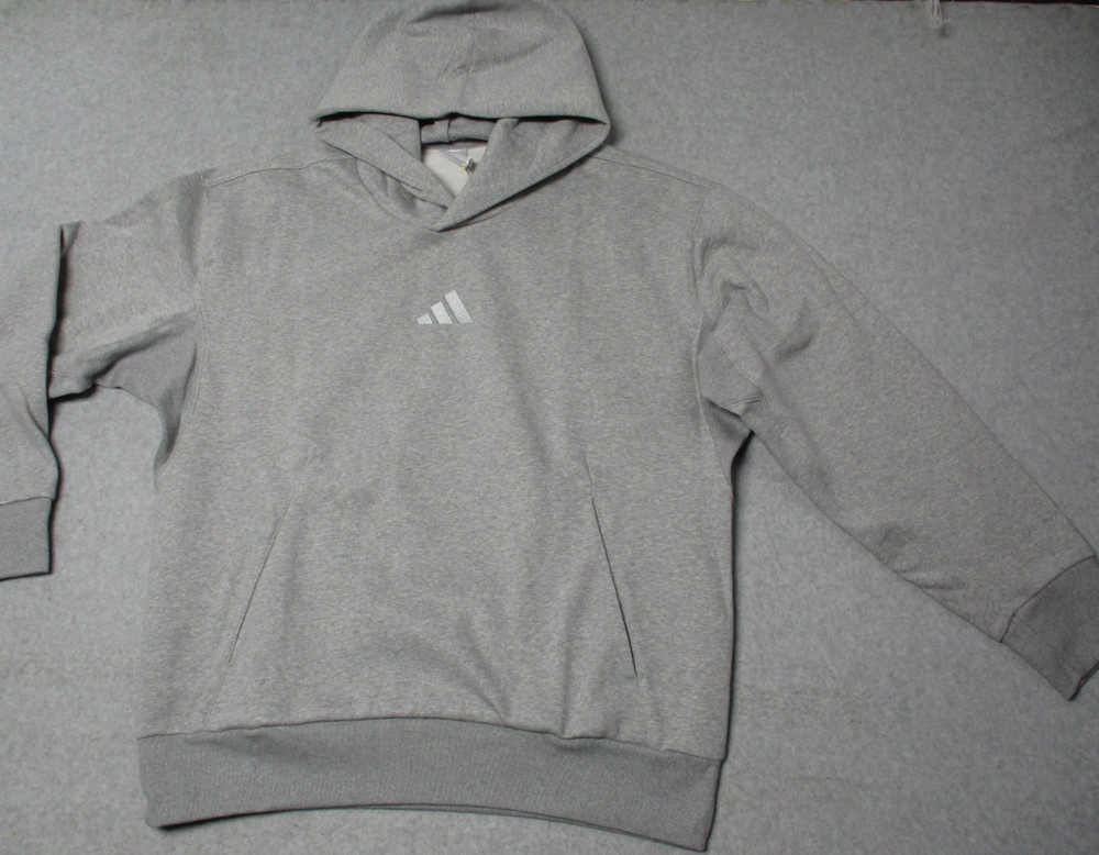 Adidas Mens All Season Fleece Loose Hoodie Gray Heather 2XL Sweatshirt XXL