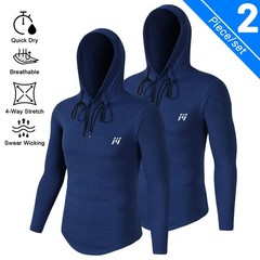 2Pack Men Hoodie Hooded Sweatshirt Pullover Sports Thermal Athletic Breathable