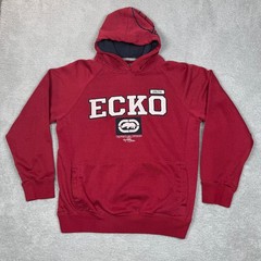 Vintage Ecko Unltd Mens XL Red Pullover Hoodie Logo Rhino Graphic Sweatshirt Y2K