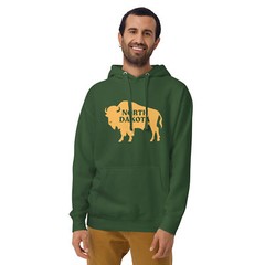 Bison North Dakota Green NDSU Unisex Hoodie S,M,L,XL,2X,3X