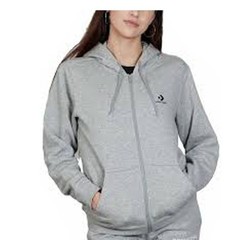 Converse Unisex Star Chevron Embroidered Full Zip Hoodie Grey Large NWT