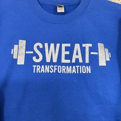 Gildan Sweatshirt Men Large Blue Excellent Sweat Transformation Gym Graphic