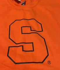 Gildan Mens Heavy Blend Crewneck Sweatshirt Sz M Orange With A Letter S In Blue