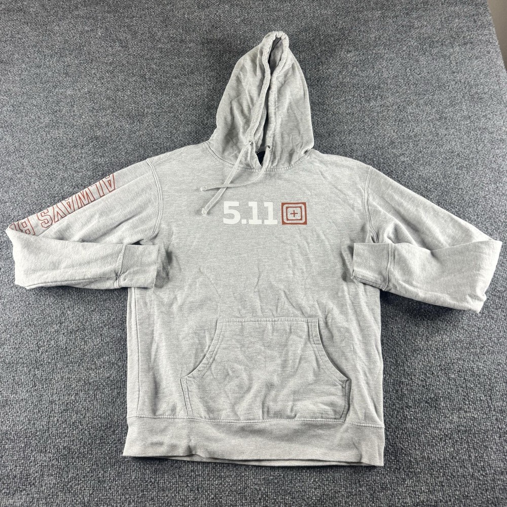 5.11 Hoodie Mens S Gray Fleece Pullover Kangaroo Pocket Graphic Logo Sweatshirt