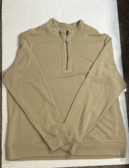 George Men’s 1/4 Zip Mock Neck Knit Cotton Sweatshirt Beige 2XL