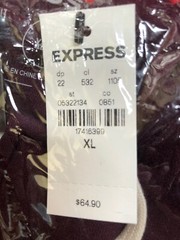 Express Men’s Vintage Fleece Full Zip Front Hoodie WINE – Size XL BRAND NEW