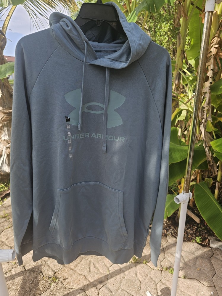 Under Armour Rival Fleece Big Logo Hoodie Mens Size 3XL 1379758-587 Gray