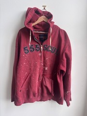 Vintage Triple 5 Soul 555 Soul Zip Up Hoodie Distressed Crimson NY Streetwear