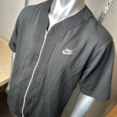 Vtg Nike Full Zip Short Sleeve Sweatshirt Men’s L Large Charcoal Baseball Gym