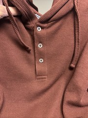 NWT Denim And Flowers, burgundy Hooded Three Button Thermal Knit