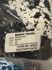 Denim Tears Men’s Denim University Full Zip Hoodie Black/White XS Graphic
