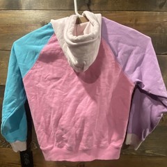 Teddy Fresh Pastel Color Block Retro Hoodie Sweatshirt Size S Pink/Blue/Purple