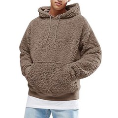 Men’s Thick Sherpa Fleeced Hoodie Winter Autumn Plush Fur Casual Jumper Sweater