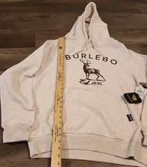 BURLEBO Men’s M Fleece Hoodie Soft Midweight Pullover Light Tan Brown Buck New