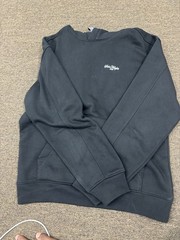 H&M Men’s Black Pullover Hoodie M Solid Logo Hooded Pockets Long Sleeve