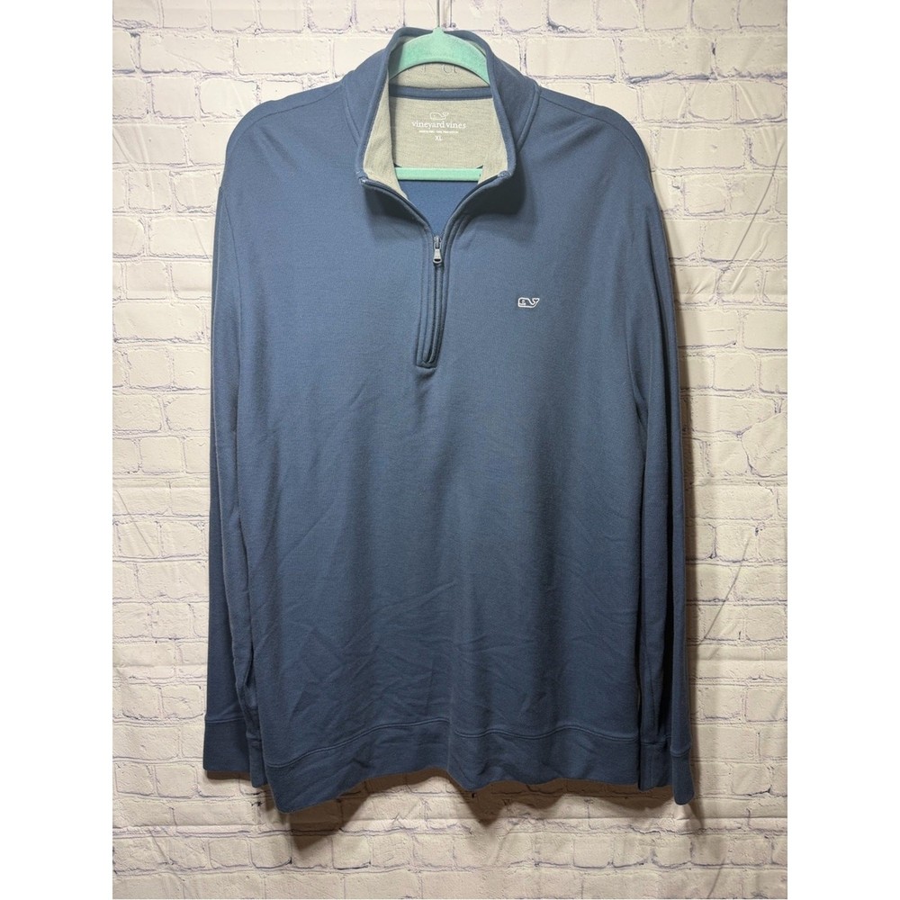Vineyard Vines Mens 1/4 Zip Navy Pullover Long Sleeve Size XL Preppy Business