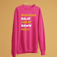 Five Islamic Pillars Sweatshirt Shahada Salat Zakat Sawm Hajj Muslim Faith