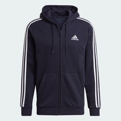 adidas men Essentials Fleece 3-Stripes Full-Zip Hoodie GK9051