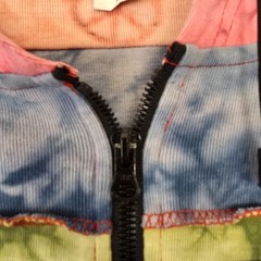 Hippie Peace Sign Hoodie Large Tie Dye Striped Exposed Seam Zip Up Multi Jacket