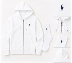 Polo Ralph Lauren Full Zip Hoodie & Socks Set White Size XL